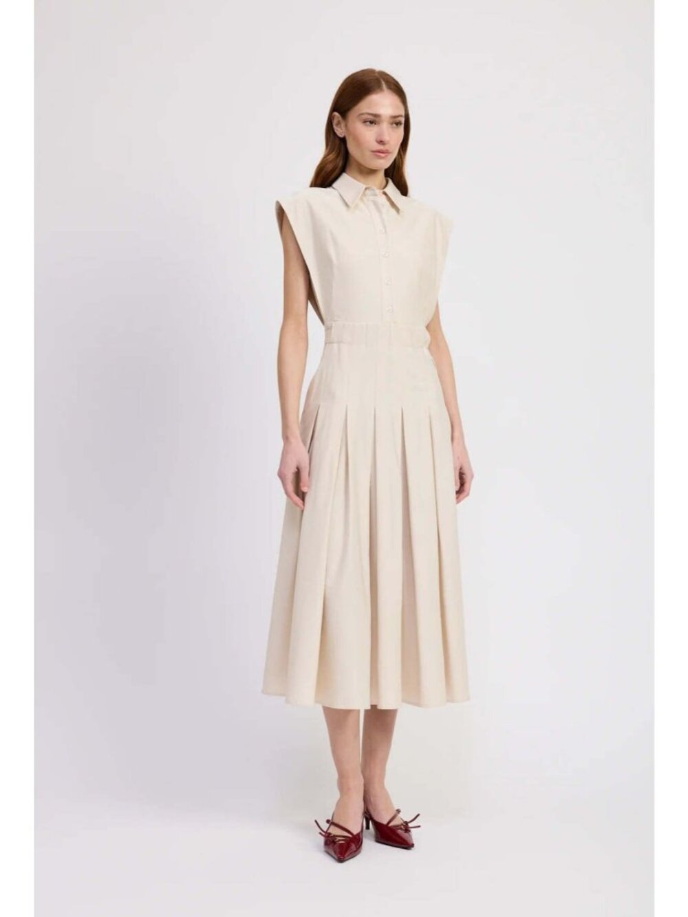 EN SAISON Quince Midi Dress Ecru Size Large NWT - Picture 3 of 9